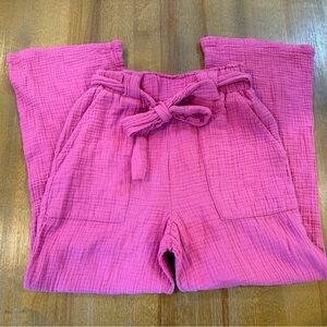 Sincerely Jules pink textured wide leg high rise cropped pants size small